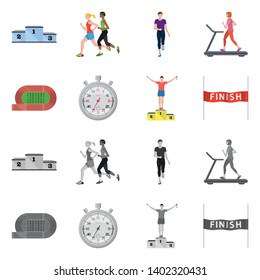 Vector design of sport  and winner logo. Set of sport  and fitness  stock symbol for web.