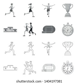 Vector design of sport  and winner logo. Set of sport  and fitness  vector icon for stock.