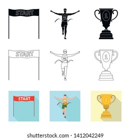 Vector design of sport  and winner logo. Set of sport  and fitness  stock symbol for web.