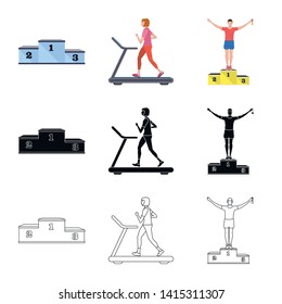 Vector design of sport  and winner logo. Set of sport  and fitness  stock symbol for web.