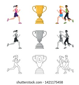 Vector design of sport  and winner logo. Collection of sport  and fitness  stock vector illustration.