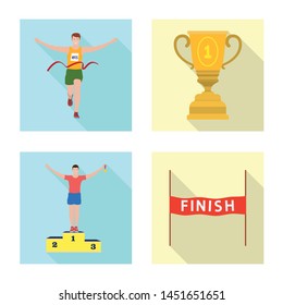 Vector design of sport and winner logo. Set of sport and fitness stock symbol for web.