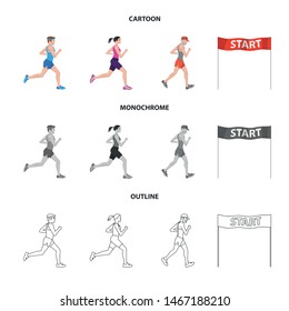 Vector design of sport and winner logo. Collection of sport and fitness vector icon for stock.