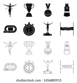 Vector design of sport and winner logos. Set of sport and fitness vector icon for stock.