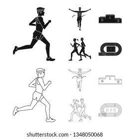 Vector design of sport  and winner sign. Set of sport  and fitness  stock symbol for web.