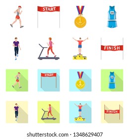 Vector design of sport  and winner sign. Collection of sport  and fitness  stock symbol for web.