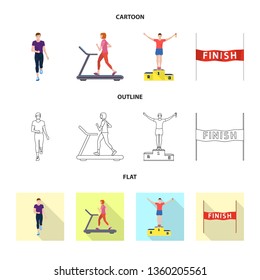Vector design of sport  and winner sign. Collection of sport  and fitness  stock vector illustration.