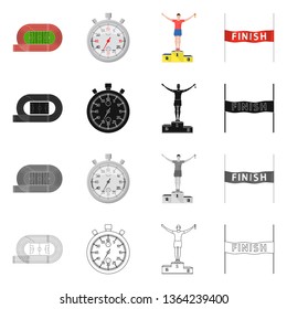 Vector design of sport  and winner sign. Set of sport  and fitness  vector icon for stock.