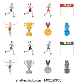 Vector design of sport  and winner sign. Set of sport  and fitness  stock symbol for web.