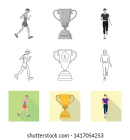 Vector design of sport  and winner sign. Set of sport  and fitness  vector icon for stock.