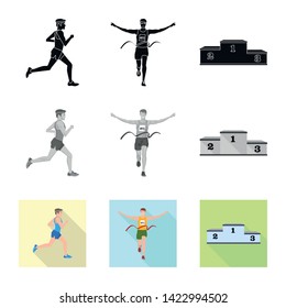 Vector design of sport  and winner sign. Collection of sport  and fitness  stock symbol for web.