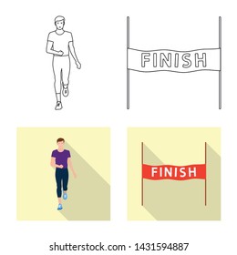 Vector design of sport and winner sign. Set of sport and fitness stock vector illustration.