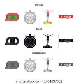 Vector design of sport and winner sign. Collection of sport and fitness vector icon for stock.