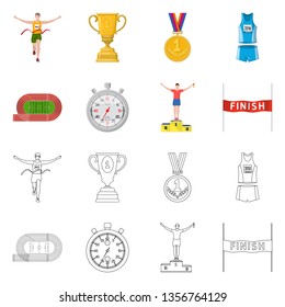 Vector design of sport  and winner symbol. Collection of sport  and fitness  stock vector illustration.