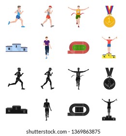 Vector design of sport  and winner symbol. Set of sport  and fitness  stock symbol for web.