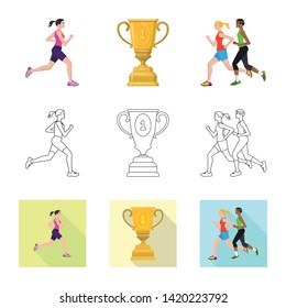 Vector design of sport  and winner symbol. Collection of sport  and fitness  vector icon for stock.