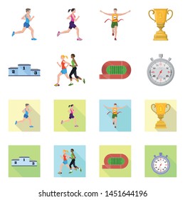 Vector design of sport and winner symbol. Set of sport and fitness stock vector illustration.