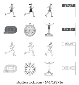 Vector design of sport and winner symbol. Collection of sport and fitness stock vector illustration.