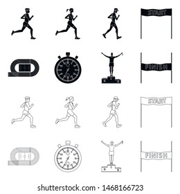Vector design of sport and winner symbol. Set of sport and fitness vector icon for stock.