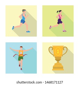 Vector design of sport and winner symbol. Set of sport and fitness vector icon for stock.