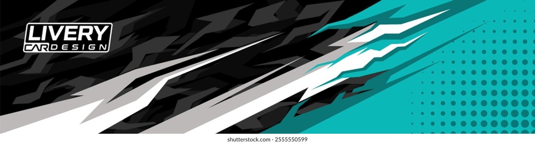 Vector design of sports car wraps and t-shirts for rally racing cars, vehicles, uniforms and sports livery. Abstract lines racing graphics