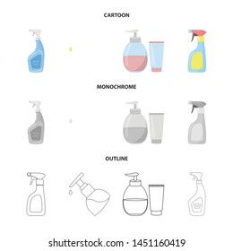 Vector design of sprayer and liquid sign. Collection of sprayer and pesticide stock symbol for web.