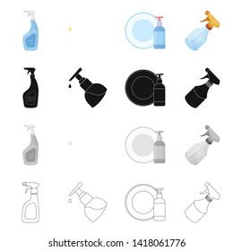 Vector design of sprayer and liquid symbol. Set of sprayer and pesticide vector icon for stock.
