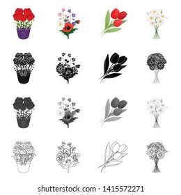 Vector design of spring and wreath icon. Set of spring and blossom stock symbol for web.