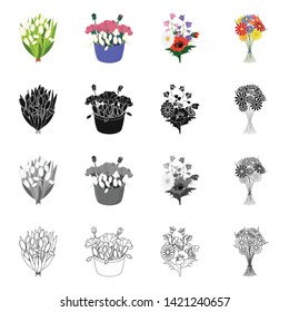 Vector design of spring and wreath icon. Collection of spring and blossom stock symbol for web.