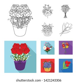 Vector design of spring and wreath icon. Set of spring and blossom vector icon for stock.