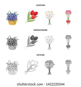 Vector design of spring and wreath icon. Collection of spring and blossom vector icon for stock.