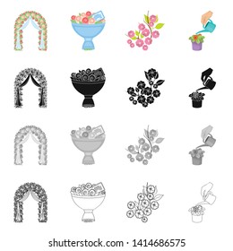 Vector design of spring and wreath sign. Set of spring and blossom vector icon for stock.