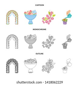 Vector design of spring and wreath sign. Set of spring and blossom stock symbol for web.