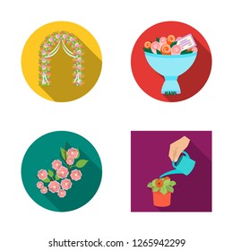 Vector design of spring and wreath symbol. Set of spring and blossom vector icon for stock.