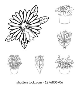 Vector design of spring and wreath symbol. Set of spring and blossom stock symbol for web.