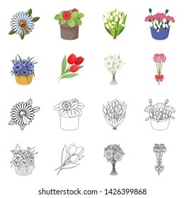Vector design of spring and wreath symbol. Collection of spring and blossom vector icon for stock.