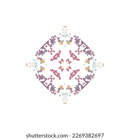 Ornamento cuadrado de diseño vectorial - diseño tradicional de arte folclórico. Ornamento del patrimonio balcánico de Zmijanje, antiguo fondo hecho a mano 
