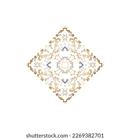 Ornamento cuadrado de diseño vectorial - diseño tradicional de arte folclórico. Ornamento del patrimonio balcánico de Zmijanje, antiguo fondo hecho a mano 
