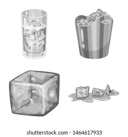 Vector design of square and purity icon. Set of square and frozen stock vector illustration.