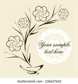 Vector design in square shape with flower motive for restaurant, coffee house or beauty salon.