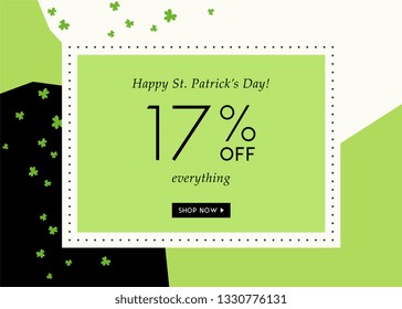 Vector design for St. Patrick's Day sale web banners, posters, flyers. Good for social media, email, print, ads design and promotional material.