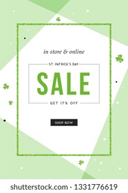 Vector design for St. Patrick's Day sale web banners, posters. Good for social media, email, print, ads design and promotional material.