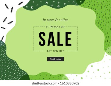 Vector design for St. Patrick's Day sale web banners, posters, flyers. Good for social media, email, print, ads design and promotional material.