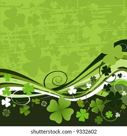 vector design for St. Patrick's Day with four and three leaf clovers