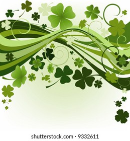 vector design for St. Patrick's Day with four and three leaf clovers