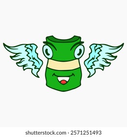 vector design of a stack of money with a pair of wings front view. cartoon symbol design