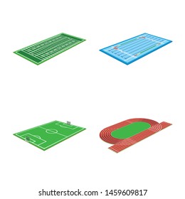 Vector design of stadium and grass sign. Collection of stadium and construction vector icon for stock.