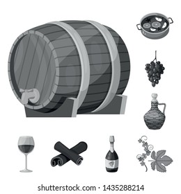 Vector design of stamp and restaurant icon. Set of stamp and vineyard stock symbol for web.