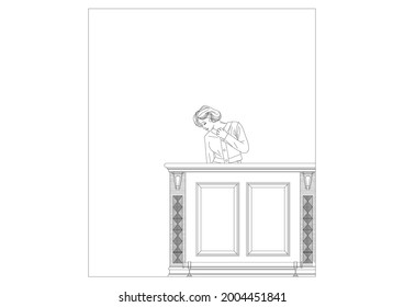Vector design of a standing receptionist sketch