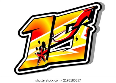 diseño vectorial del número inicial de carreras 15 con colores y formas únicos